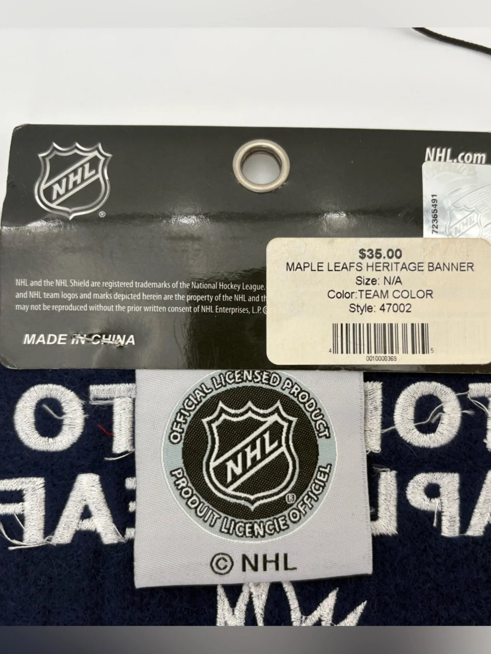 NHL Toronto Maple Leafs Wool Blend Logo Banner - Navy & White
